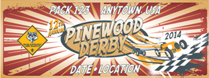 vintage looking custom cub scout pinewood derby vinyl banner