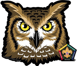 wood badge owl car window sticker