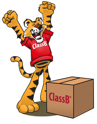 ClassB cartoon tiger opening box of custom t-shirts