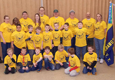 Large group of cub scouts wearing custom printed ClassB t-shirts