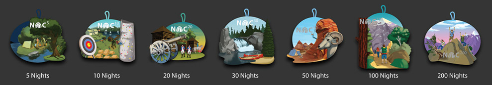 Nights of camping NOC embroidered patches from 10 to 200 nights