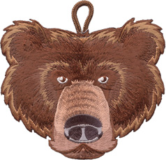 ClassB bear critter head wood badge patch