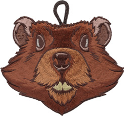 ClassB wood badge critter beaver head patch