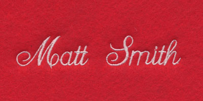 half inch tall script text embroidered personalization for Boy scouts