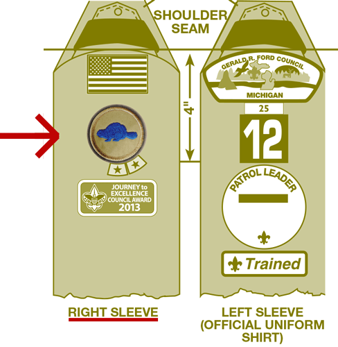 patrol patch placement on boy scout uniform